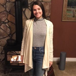 Off white textured cardigan